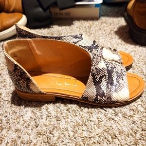 Snake Print Open Side Ankle Boot Sandal